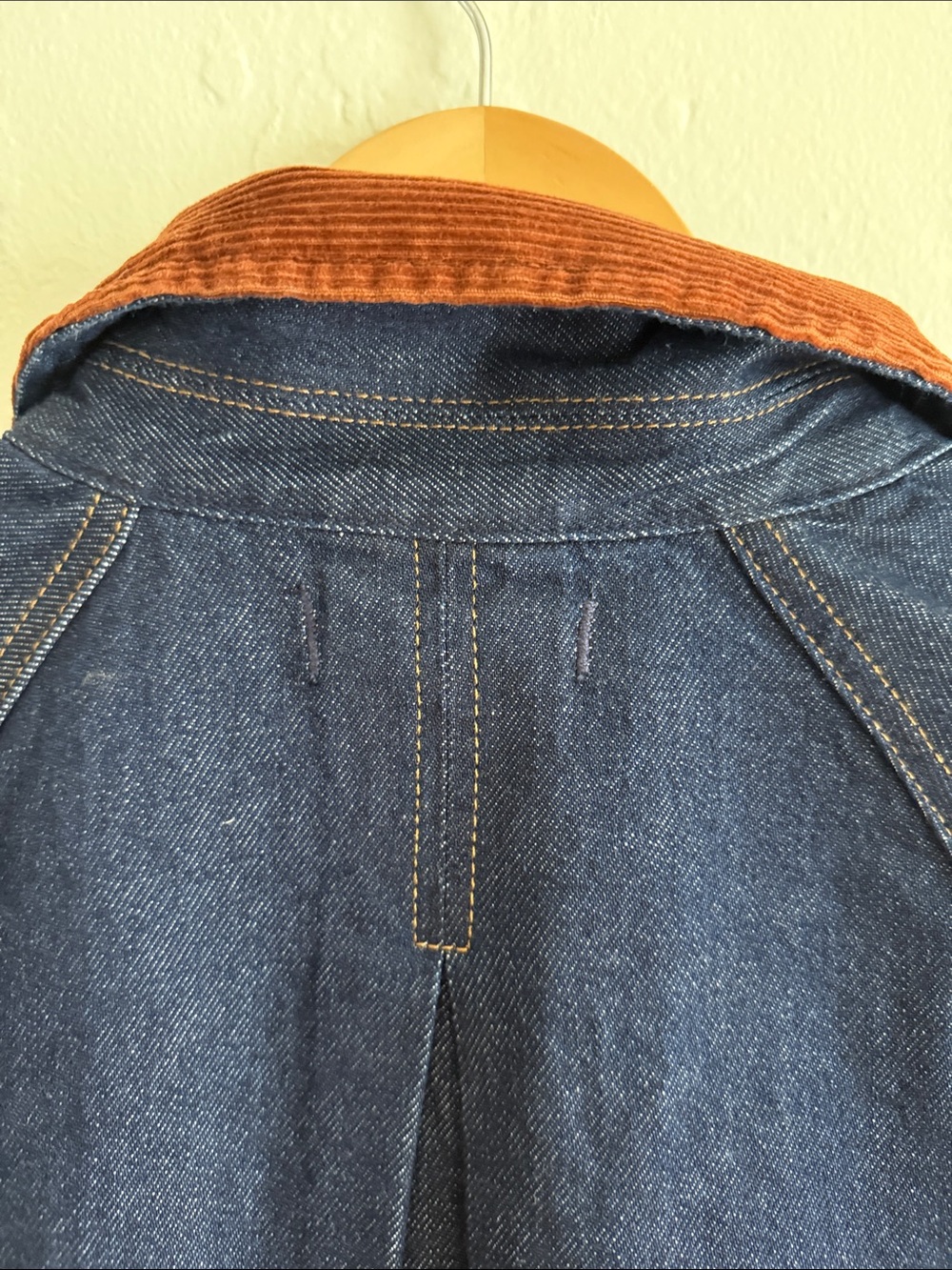 Madewell Dark Wash Denim Jacket with Rust Corduroy Collar - Picture 11 of 13